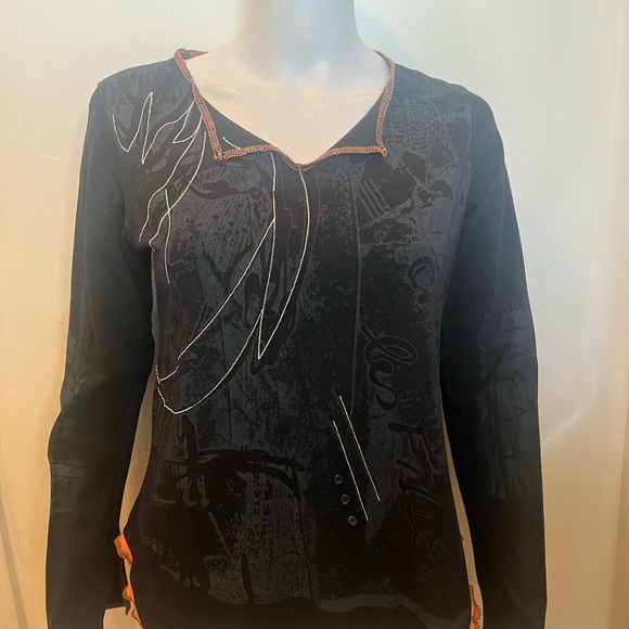 Cop.Copine Black and Orange Long Sleeve Top - Picture 2 of 10